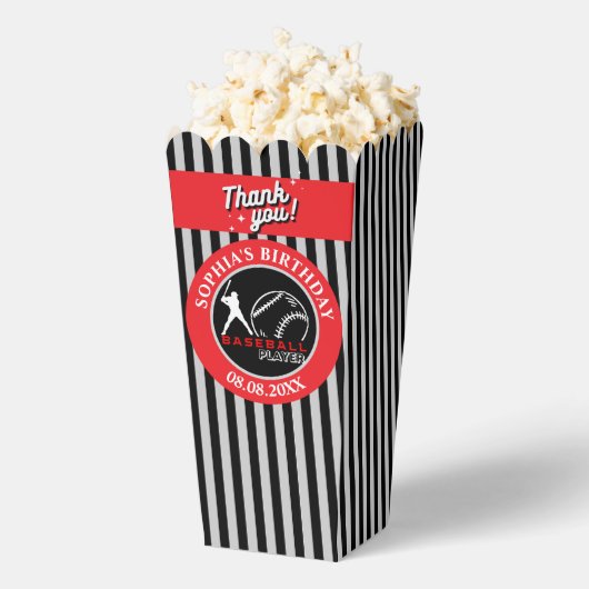 Honkbal Verjaardagsfeest, Honkbal Meisje Speler Bedankdoosjes (Popped)
