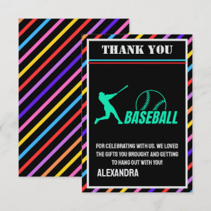 Honkbal verjaardagsfeest, Honkbal Meisje Speler Bedankkaart