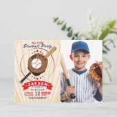 Honkbal Verjaardagsfeest Sport All Star Uitnodigen Kaart (Staand voorkant)