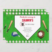 Honkbal verjaardagsfeest thuisplaat dankkaart bedankkaart (Voorkant / Achterkant)