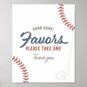 Honkbal Verjaardagsfeestgunsten teken Poster (Voorkant)