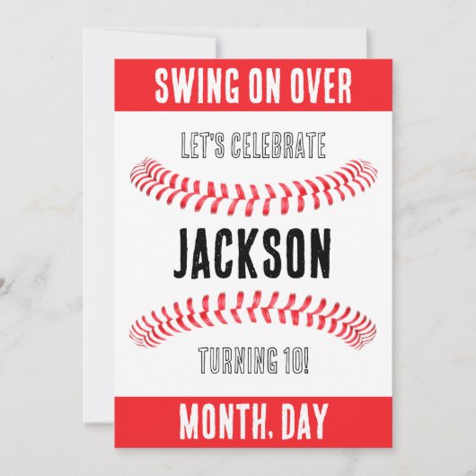 Honkbal verjaardagsfeestje Aangepaste naam Tijd Lo Kaart (Voorkant)