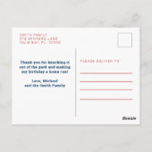 Honkbal verjaardagsfeestje bedankkaart  briefkaart (Achterkant)