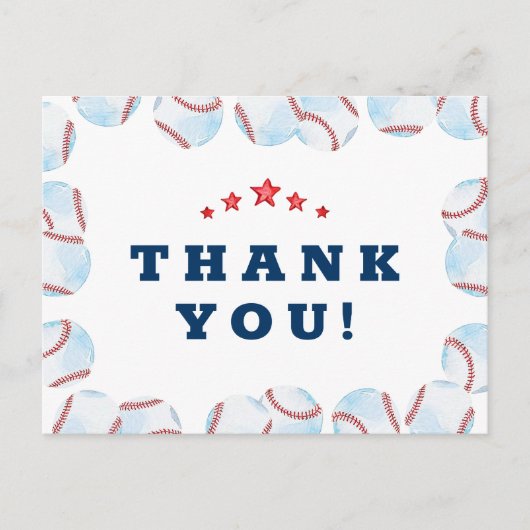 Honkbal verjaardagsfeestje bedankkaart  briefkaart (Voorkant)