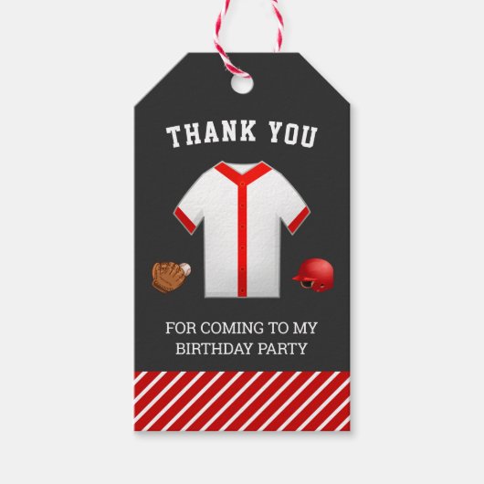 Honkbal verjaardagsfeestje dank je wel gunst cadeaulabel (Voorkant)