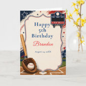 Honkbal verjaardagsfeestje kaart (Gele Bloem)