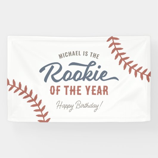 Honkbal Verjaardagsfeestje Rookie van het Jaar Spandoek (Horizontaal)