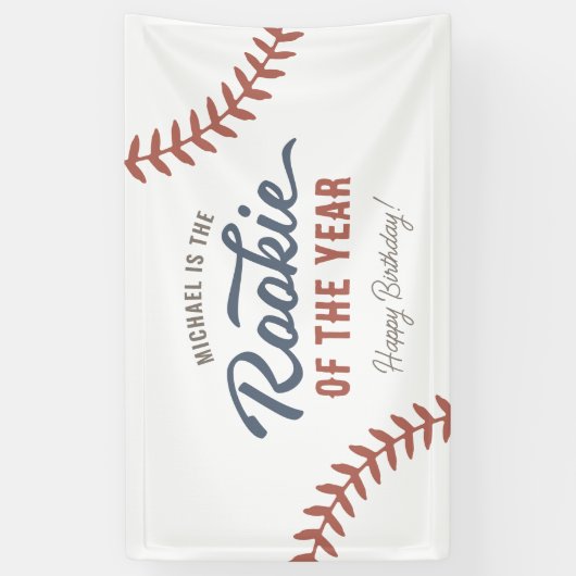 Honkbal Verjaardagsfeestje Rookie van het Jaar Spandoek (Verticaal)