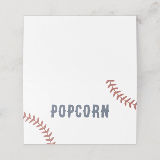 Honkbal Verjaardagsfeestje Voedseletiketten Plaatskaartje (Buitenkant ongevouwen)