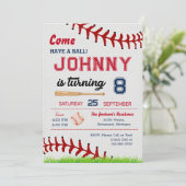Honkbal Verjaardagsfeestuitnodiging met Foto Kaart (Staand voorkant)