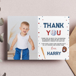 Honkbal verjaardagsfoto dankkaart slagman aan de b bedankkaart