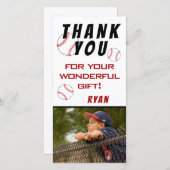 Honkbal Verjaardagsfoto Kinderen Bedankkaart (Voorkant / Achterkant)