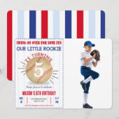 Honkbal verjaardagsfoto uitnodiging (Voorkant / Achterkant)