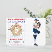 Honkbal verjaardagsfoto uitnodiging (Staand voorkant)