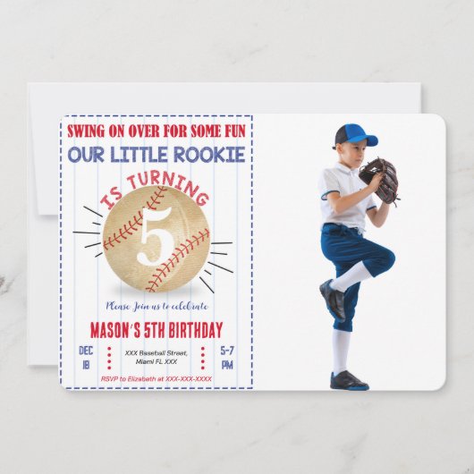 Honkbal verjaardagsfoto uitnodiging (Voorkant)