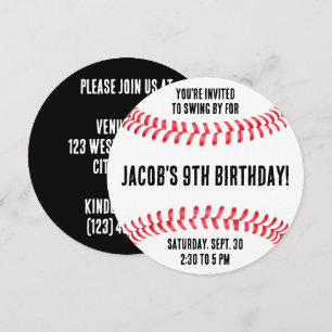 Honkbal Verjaardagspartij Aangepaste Naam en Info Kaart