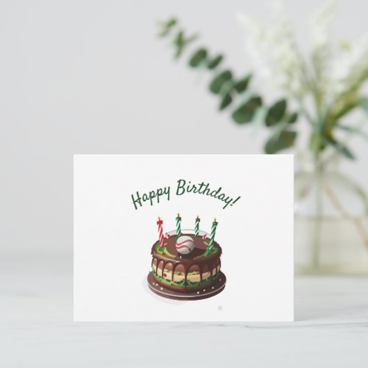 Honkbal verjaardagstaart briefkaart (Staand voorkant)