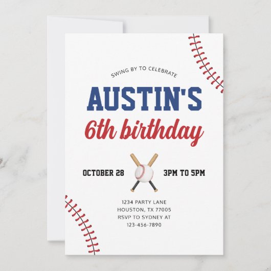 Honkbal verjaardagsuitnodiging kaart (Voorkant)