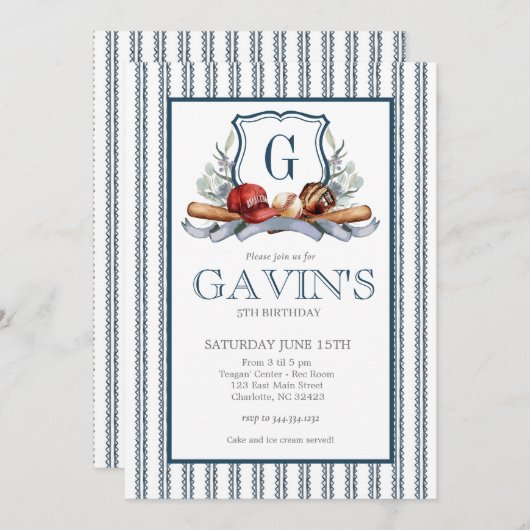 Honkbal verjaardagsuitnodiging kaart (Voorkant / Achterkant)