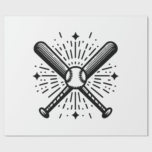 honkbal vintage cadeaupapier (Vlak)