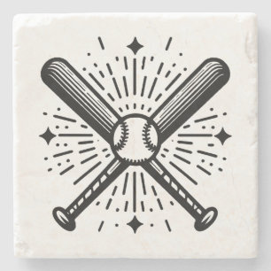 honkbal vintage stenen onderzetter