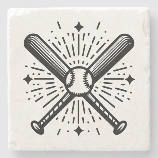 honkbal vintage stenen onderzetter (Voorkant)