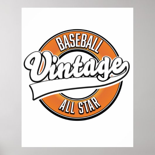 Honkbal vintage stijl logo. poster (Voorkant)