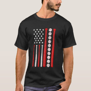 Honkbal Vlag Amerikaanse Patriottische Vintage voo T-shirt