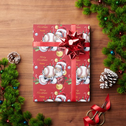 Honkbal voor Kerstmis met kerstmuts Cadeaupapier (Feestdagen Geschenken)