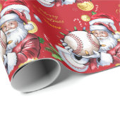 Honkbal voor Kerstmis met kerstmuts Cadeaupapier (Rol Hoek)