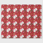Honkbal voor Kerstmis met kerstmuts Cadeaupapier (Vlak)