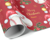 Honkbal voor Kerstmis met kerstmuts Cadeaupapier (Rol Hoek)