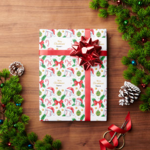 Honkbal voor Kerstmis met kerstmuts Cadeaupapier