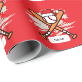 Honkbal voor Kerstmis met Santa Hat Cadeaupapier (Rol Hoek)