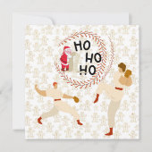 Honkbal vrolijk kerstfeest speler en kerstman kaart (Voorkant)