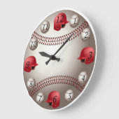 Honkbal wandklok met rode helmen (Hoek)