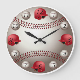 Honkbal wandklok met rode helmen