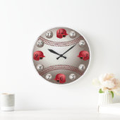 Honkbal wandklok met rode helmen (Huis)