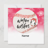 Honkbal warme wensen met pinguïn grappige speler  feestdagenkaart (Voorkant)