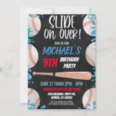 Honkbal Waterslide Verjaardagsfeestuitnodiging Kaart (Voorkant)