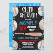 Honkbal Waterslide Verjaardagsfeestuitnodiging Kaart (Voorkant / Achterkant)