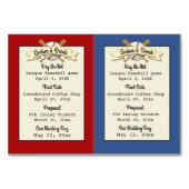 Honkbal Wedding Trading Kaarten (Achterkant)