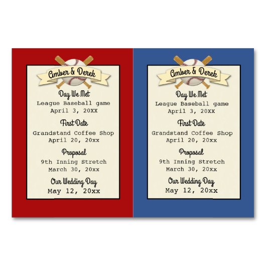 Honkbal Wedding Trading Kaarten (Achterkant)