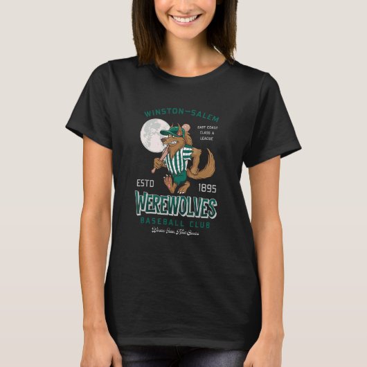 Honkbal Weerwolf Maan Halloween T-shirt (Voorkant)