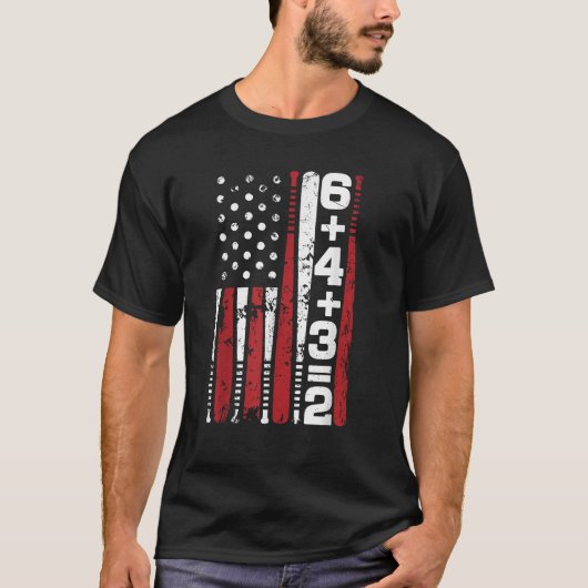 Honkbal Wiskunde 6 4 3 2 T-shirt (Voorkant)