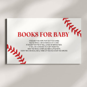 Honkbal Wit Rood Baby shower Boeken voor Baby Informatiekaartje