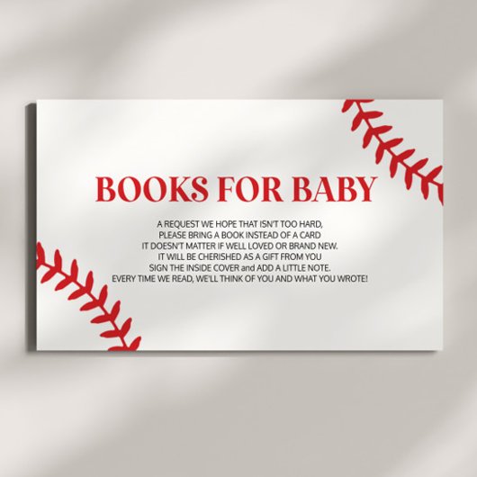 Honkbal Wit Rood Baby shower Boeken voor Baby Informatiekaartje