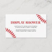 Honkbal Wit Rood Baby shower Display Douche Informatiekaartje (Voorkant)