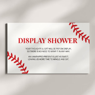 Honkbal Wit Rood Baby shower Display Douche Informatiekaartje