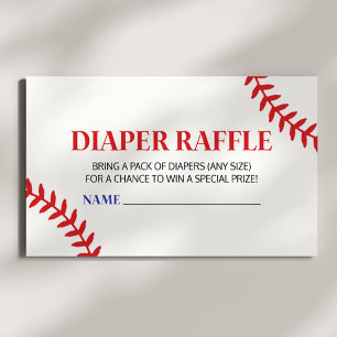 Honkbal Witte Rode Baby shower Luier Raffle Informatiekaartje